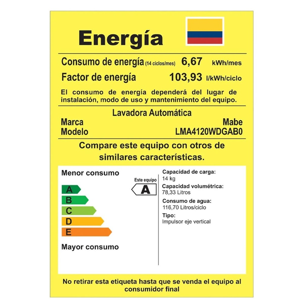 LMA4120WDGAB0 - LAVADORA MABE 14 KG CARGA SUPERIOR MANUAL GRIS - 4