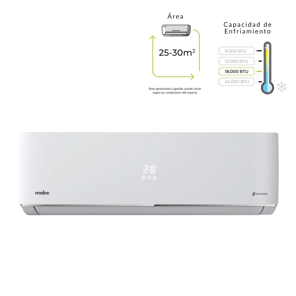 MMI18CDBWCCC9 - AIRE ACONDICIONADO MABE MINI SPLIT 18000 BTU INVERTER BLANCO 220V - 3