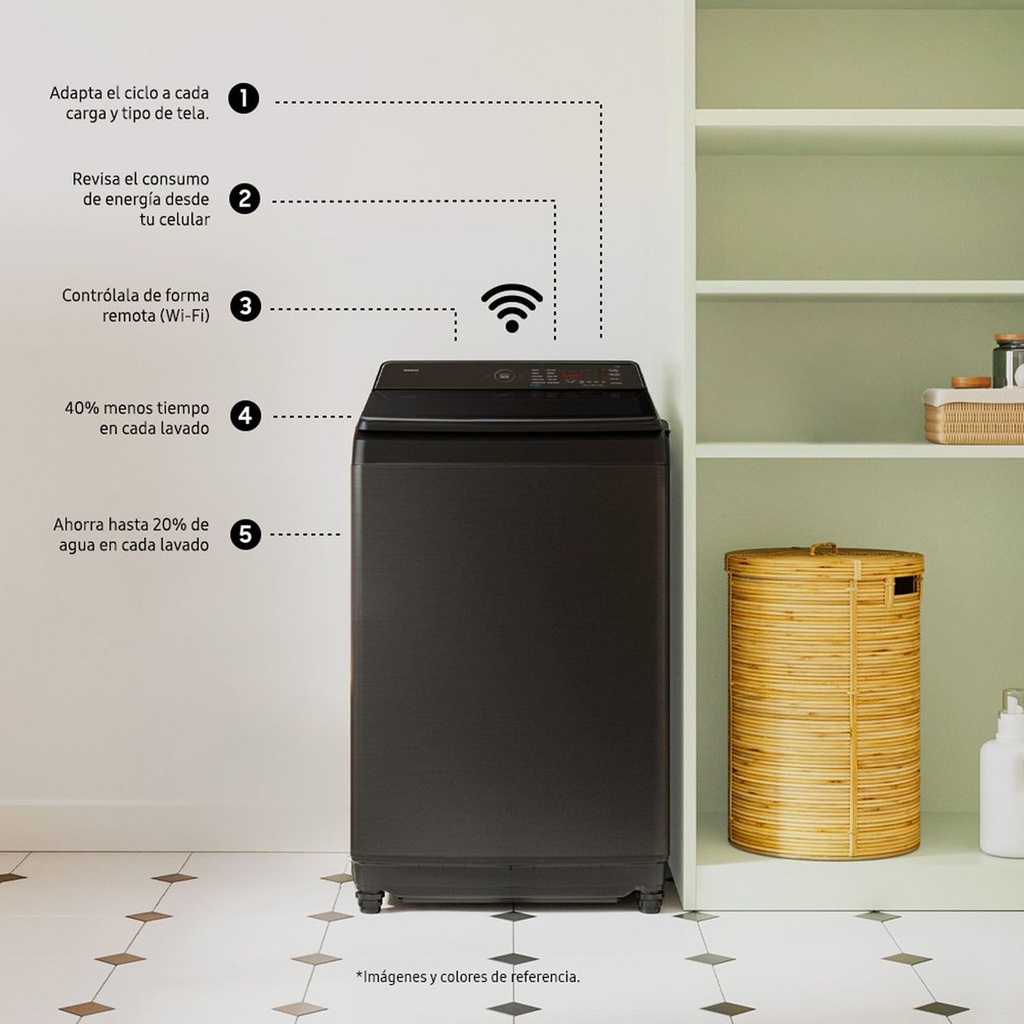 WA80F15S5BCO - LAVADORA SAMSUNG BESPOKE 15 KG CARGA SUPERIOR AI WASH DIGITAL NEGRA - 6