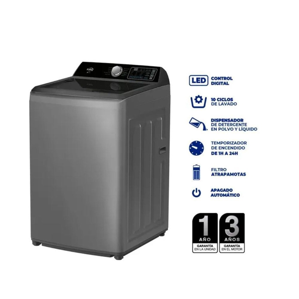 Lavadora KALLEY Carga Superior 18 Kilos K-LD18G2 Gris - 4