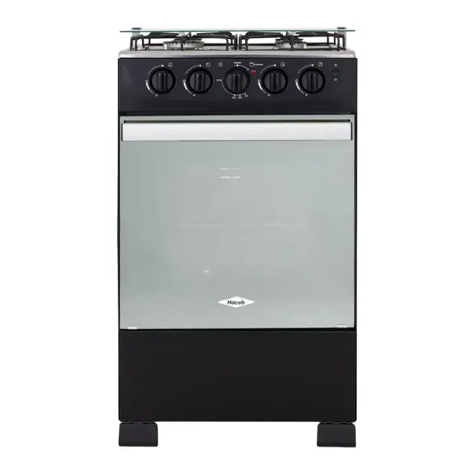 Estufa de Piso HACEB 4 Puestos Con Horno Gas Natural Romero Reflex 50-Vidrio Negro