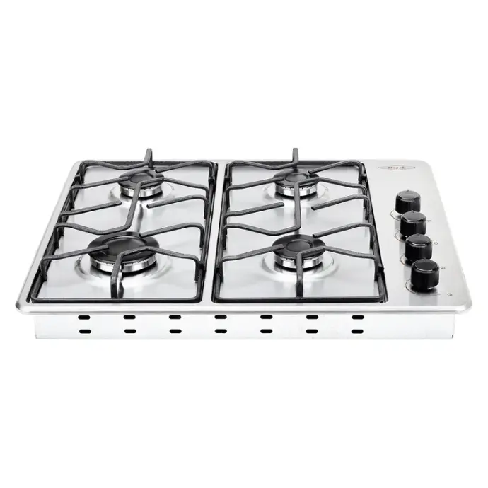 Cubierta HACEB 60cms 4 Puestos Gas Natural Parilla en Platina TO6051 Inox