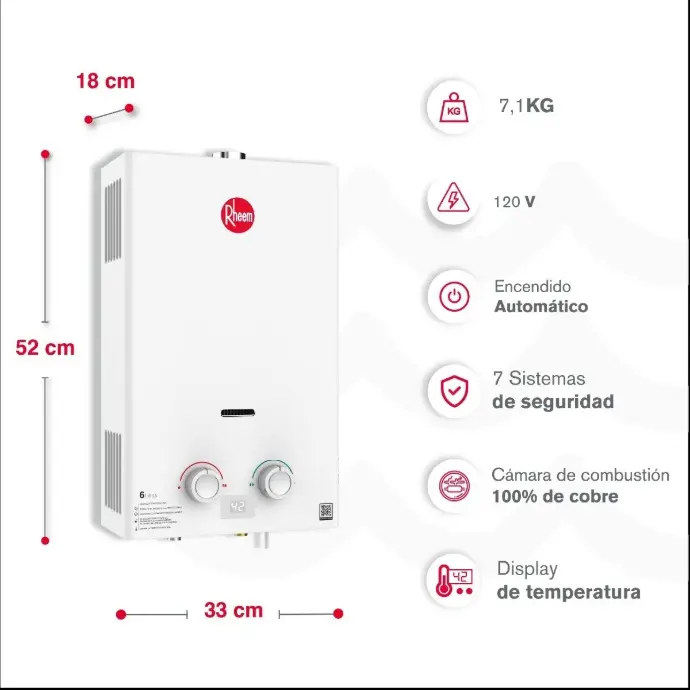 Calentador de Paso MABE 10 Litros Tiro Forzado Blanco CMD10TFBC 