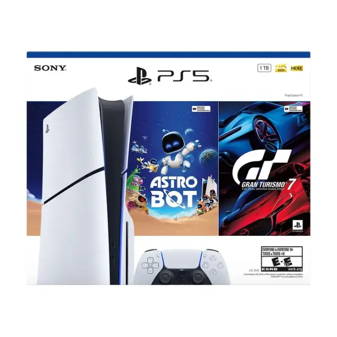 Consola PS5 Estándar 1TB HW 2115 + 1 Control inalámbrico + Juego PS5 Gran Turismo 7 Completo + Juego PS5 Astro Bot Completo 