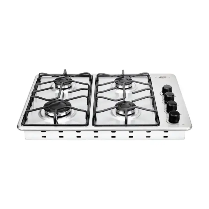 Cubierta HACEB 60cms 4 Puestos Gas Natural Parrilla en Platina TO6043 Inox 