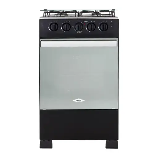 [7704353418712] Estufa de Piso HACEB 4 Puestos Con Horno Gas Natural Romero Reflex 50-Vidrio Negro