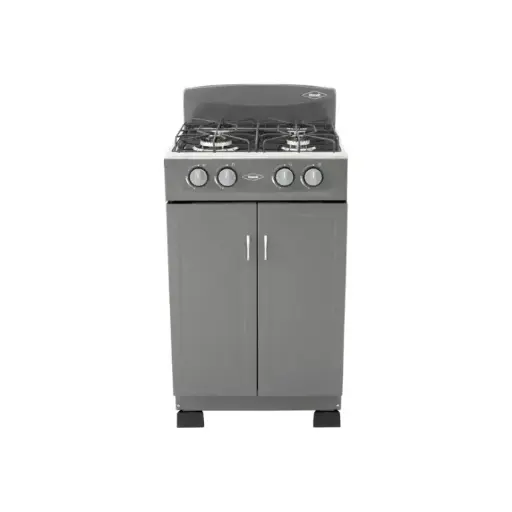 [7704353376883] Estufa de Piso HACEB 4 Puestos Gas Natural Gabinete Torre Gris