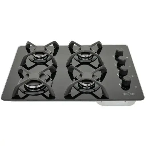 [7704353045710] Estufa de empotrar HACEB 60 cms 4 Puestos Gas Natural Cristal ASL CG Mando Laterial Negro