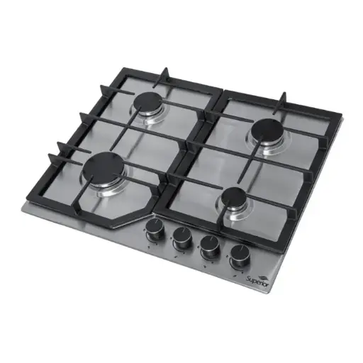 [CI 8030-4] CUBIERTA SUPERIOR DE EMPOTRAR EN ACERO GN MF 4 PTS 60CM  PARRILLA HIERRO 